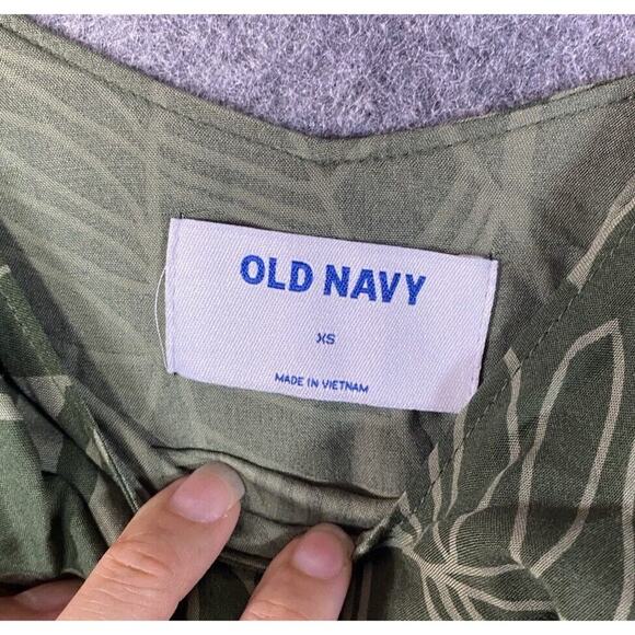 Old Navy Shirt Womens Size XS Green Ruffle Tank Top Blouse Tropical - Picture 5 of 7